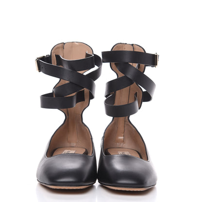 Valentino Garavani Calfskin Ballerina Ankle Strap Flats 38.5 Black 2 of 9