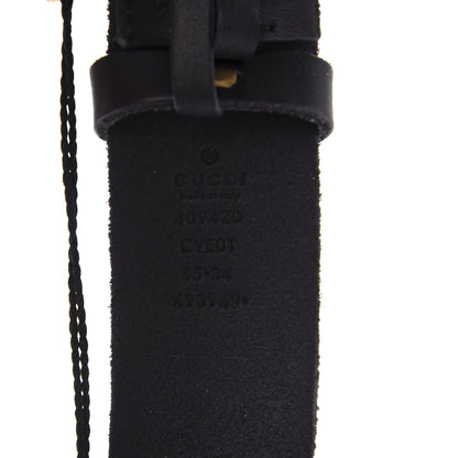 Gucci Calfskin Brass Feline Buckle Belt 85 34 Black 5 of 7