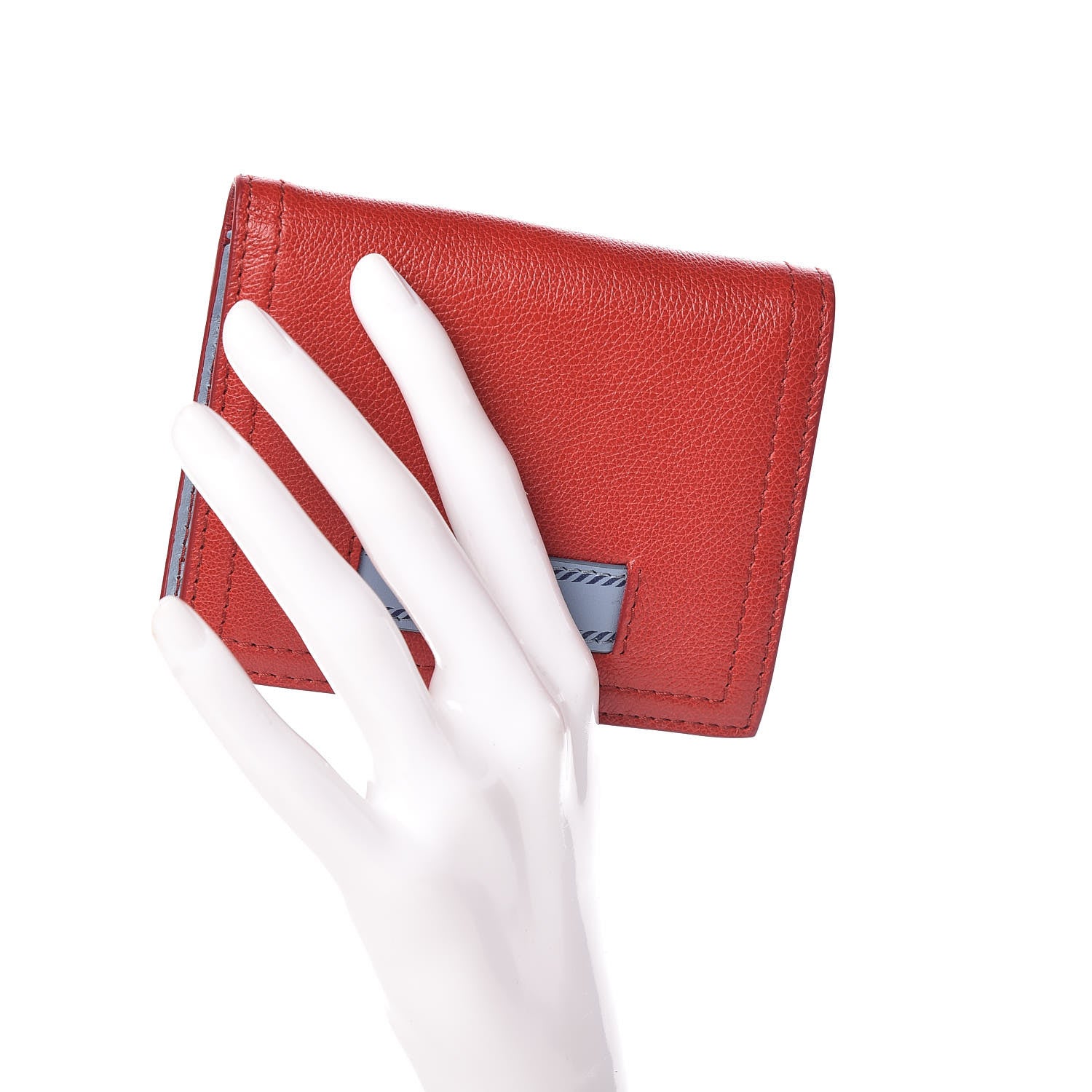 Prada Glace Calfskin City Calfskin Etiquette Compact Wallet Fuoco Astrale 2 of 8