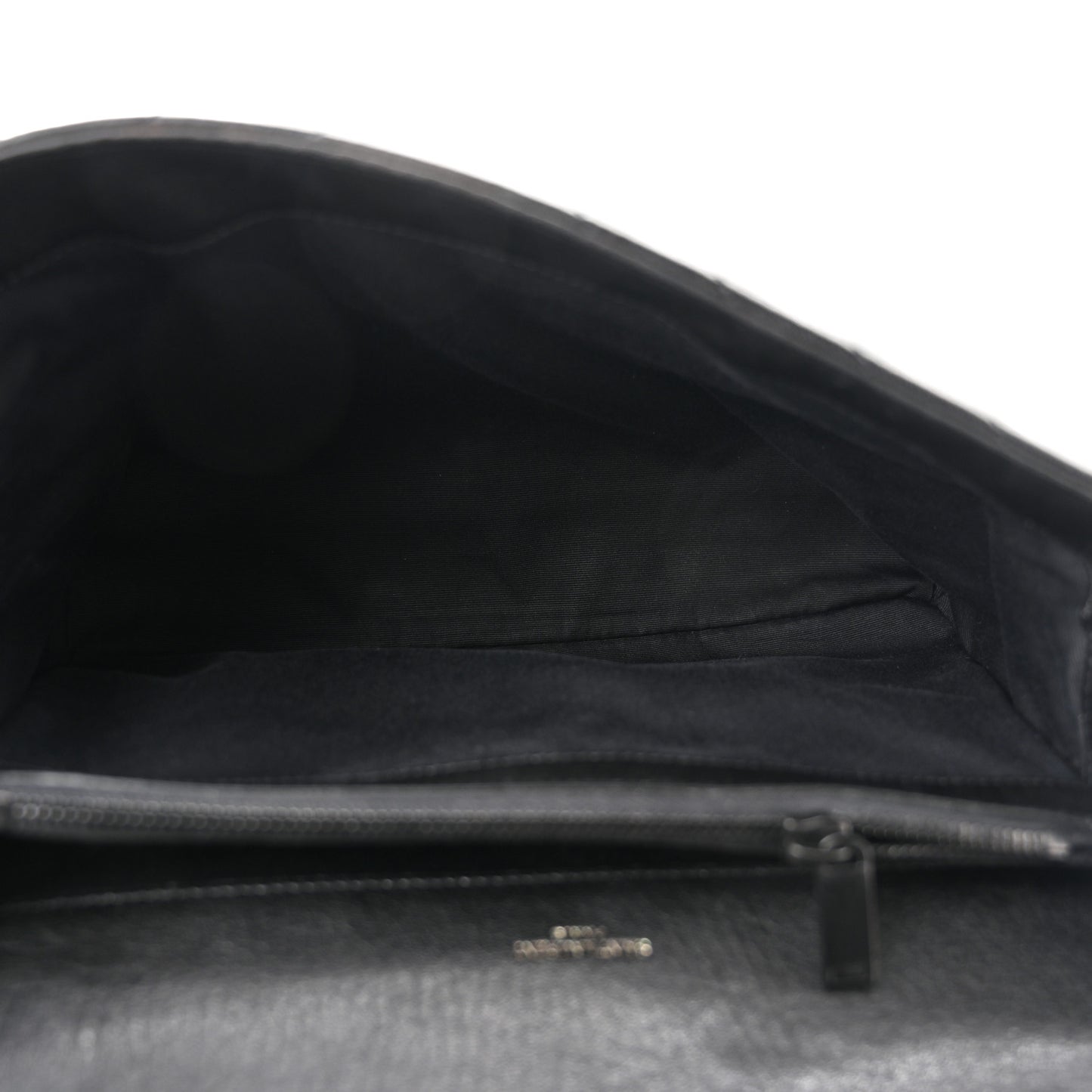 Sheepskin Matelasse Chevron Monogram Monochrome Large College Satchel Black