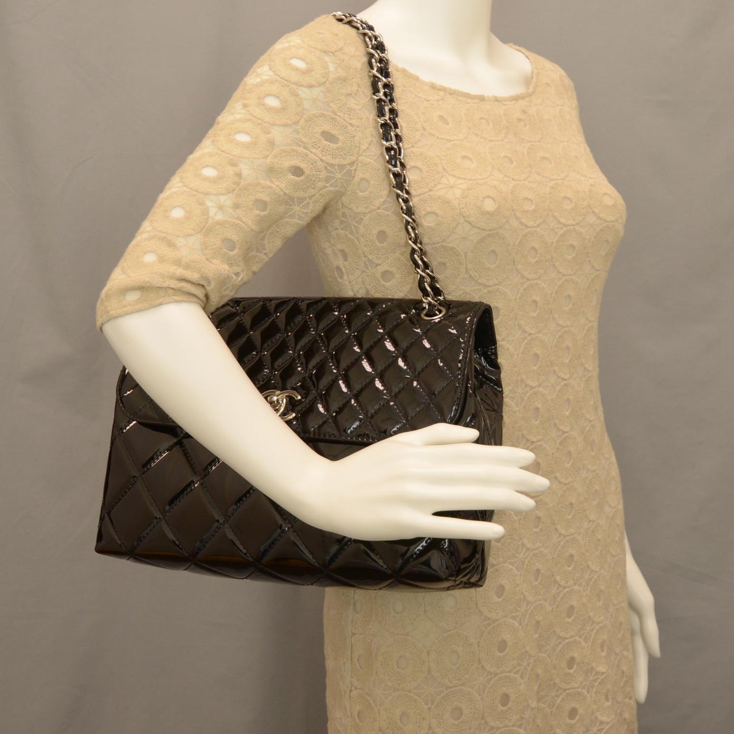Vinyl Quilted In the Business Flap Bag Black