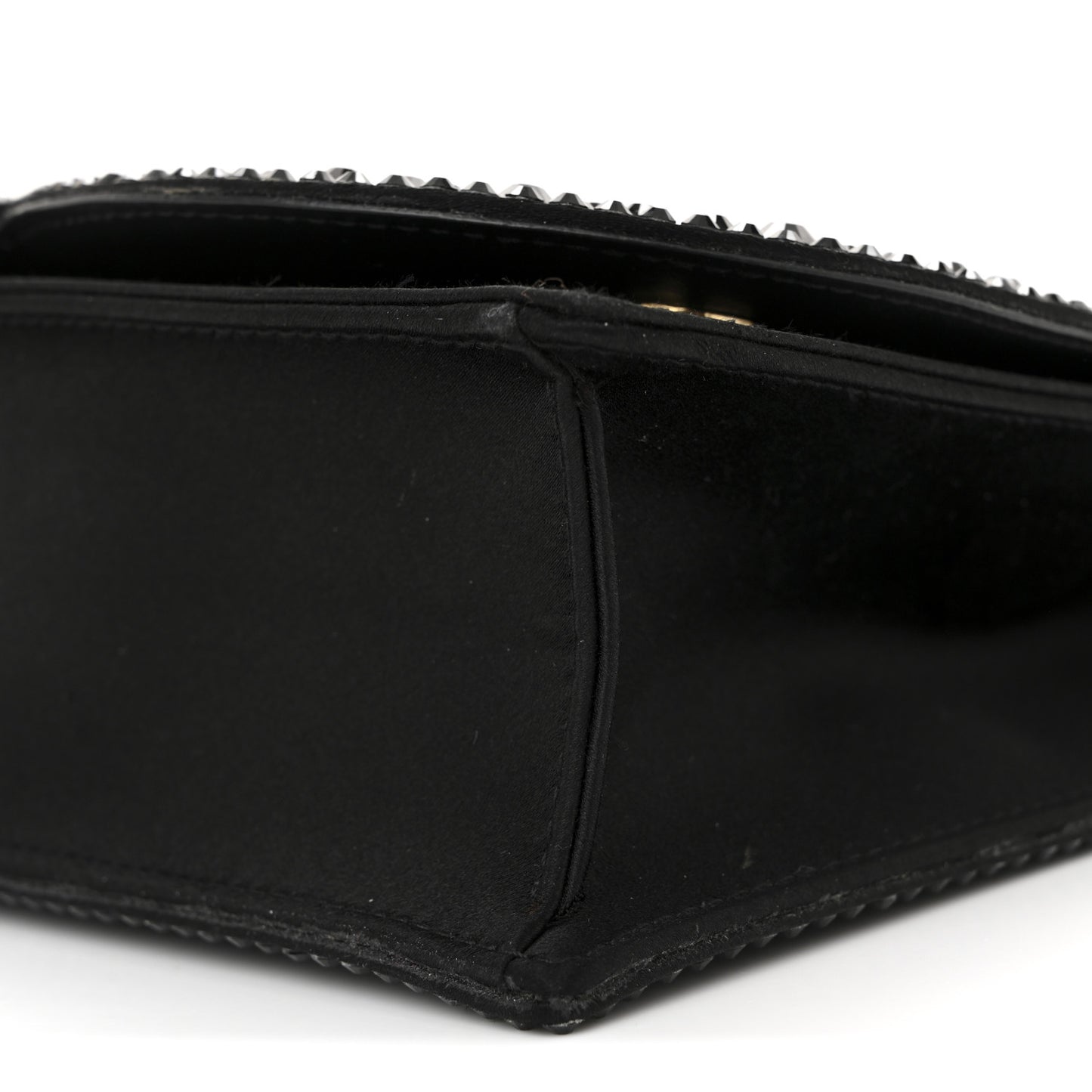 Satin Crystal DG Logo Flap Crossbody Bag Black