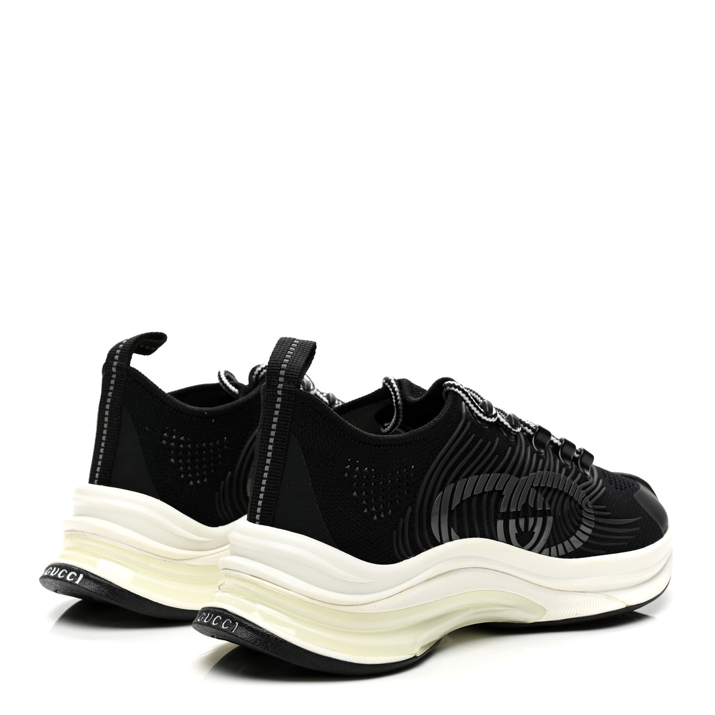 Technical Knit Fabric Waves Womens Gucci Run Sneakers 37 Black Loess
