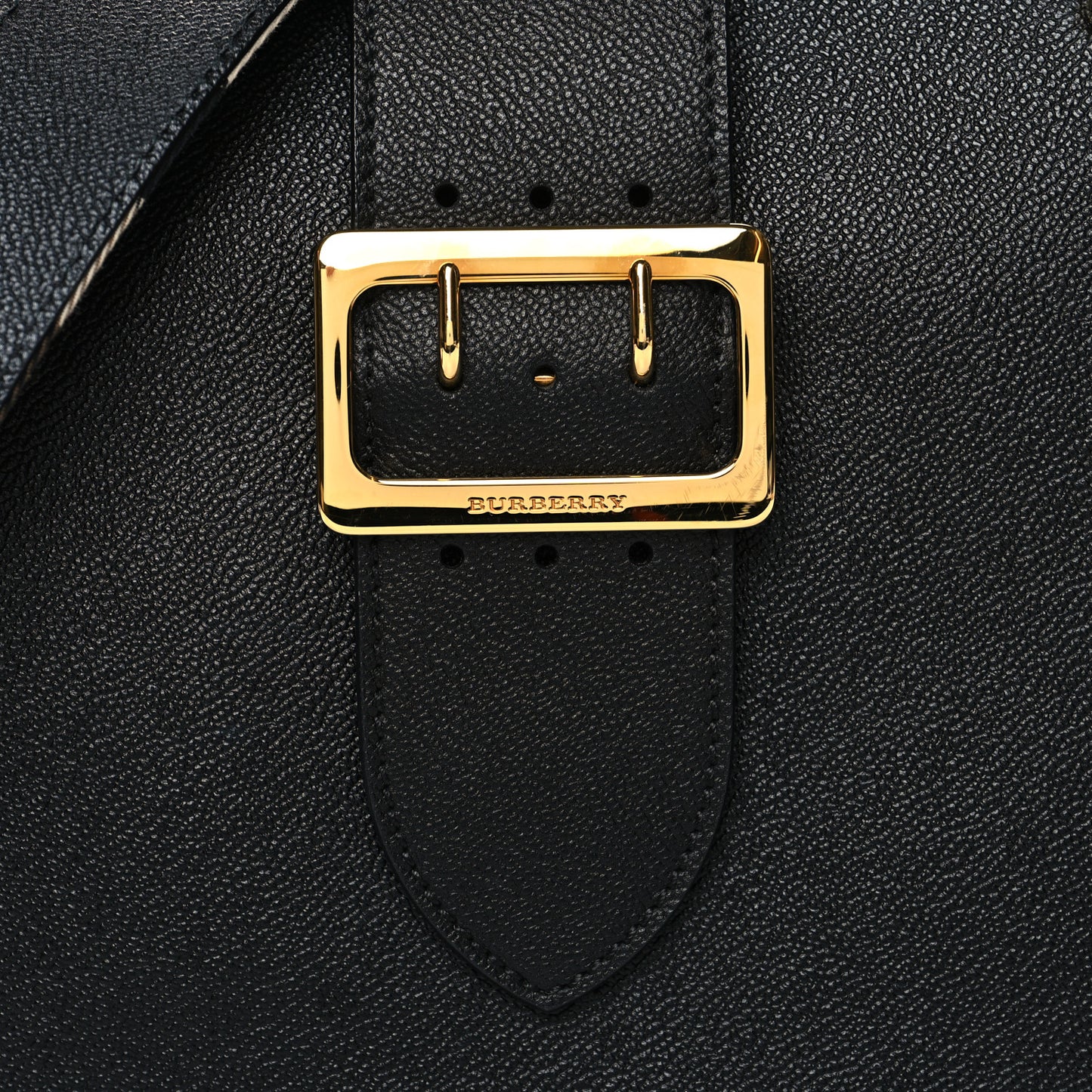 Soft Grain Calfskin Medium Buckle Tote Black