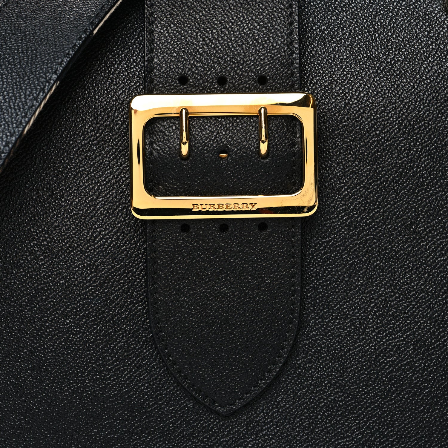 Burberry Soft Grain Calfskin Medium Buckle Tote Black 7 of 9