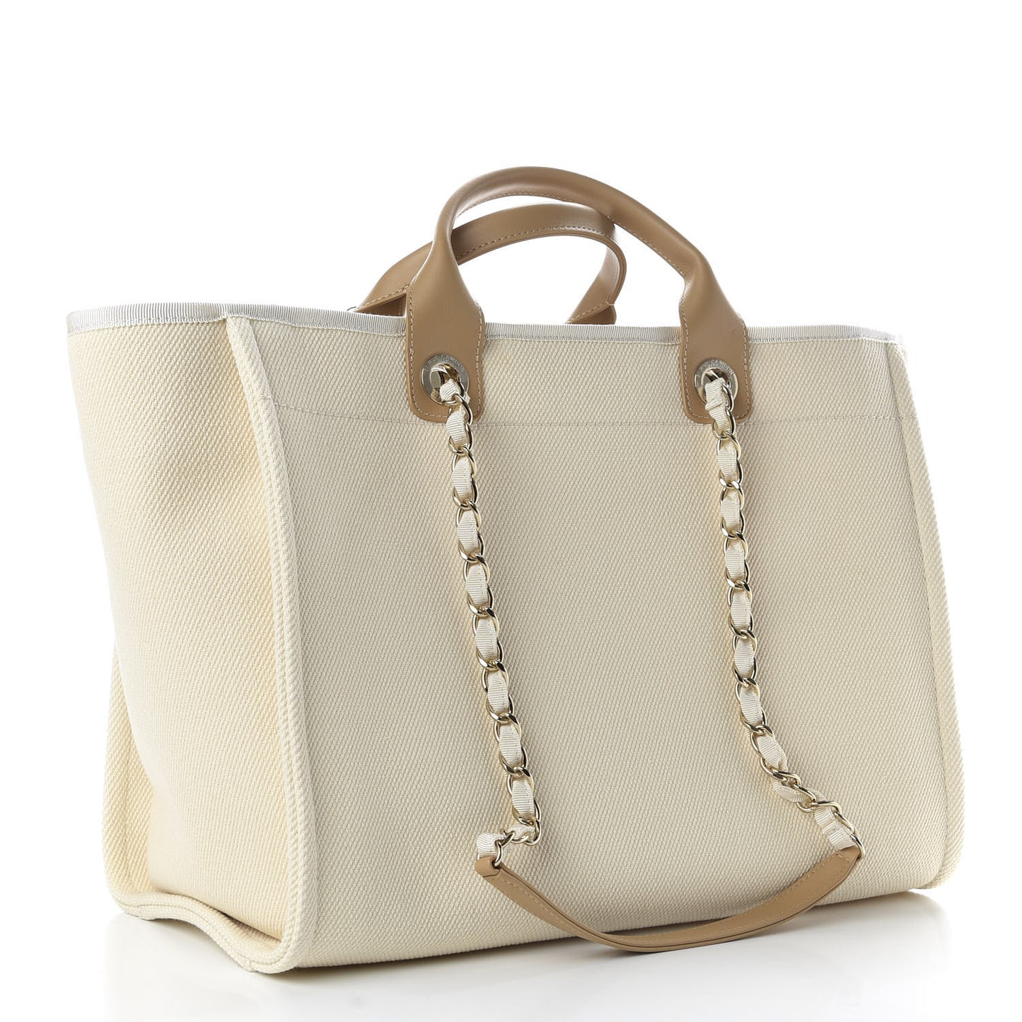 Canvas Pearl Medium Deauville Tote Ecru Beige