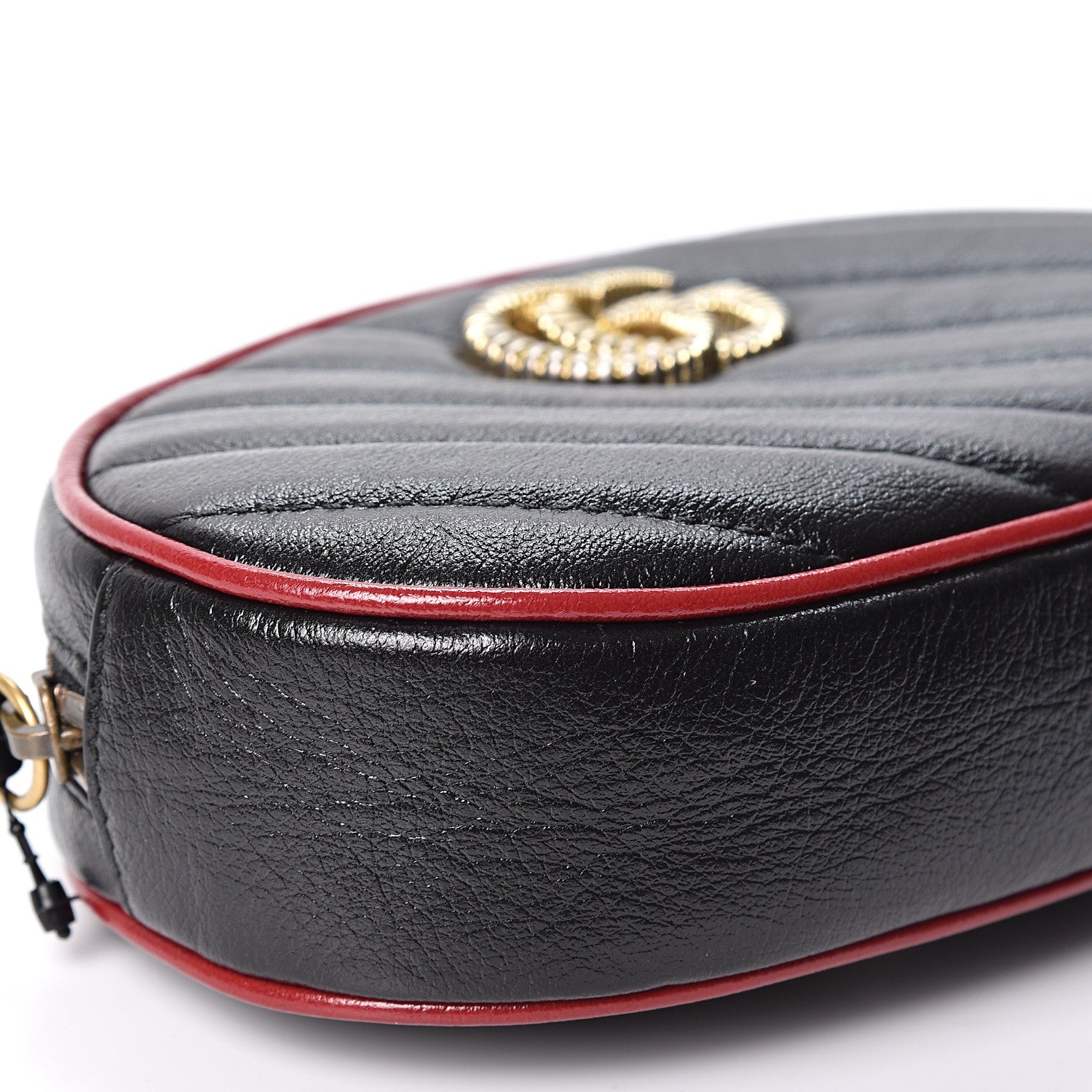 Gucci Azalea Calfskin Matelasse Diagonal Torchon GG Marmont Belt Bag 75 30 Black Romantic Cerise 9 of 11