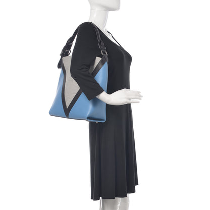 Louis Vuitton Calfskin Canvas V Hobo PM Bleuet Black 2 of 13