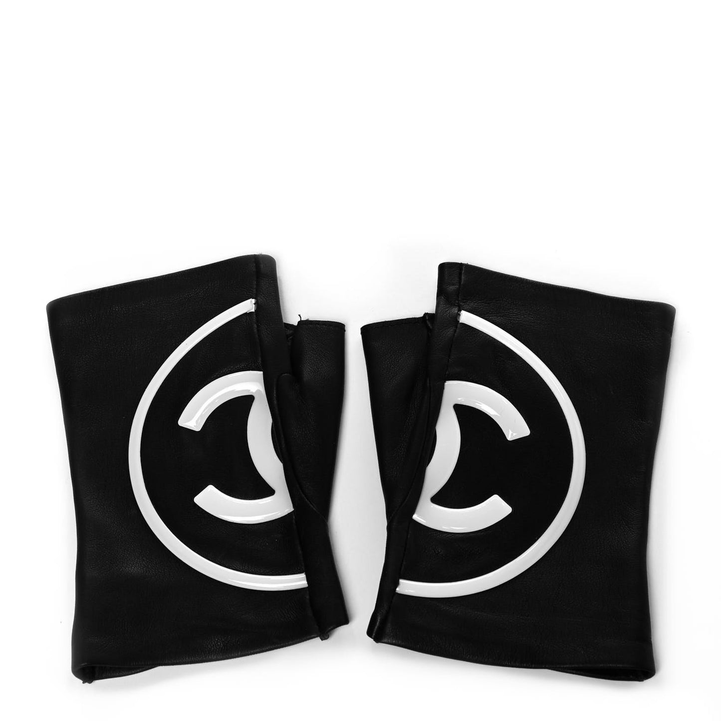 Lambskin CC Fingerless Gloves 7.5 Black