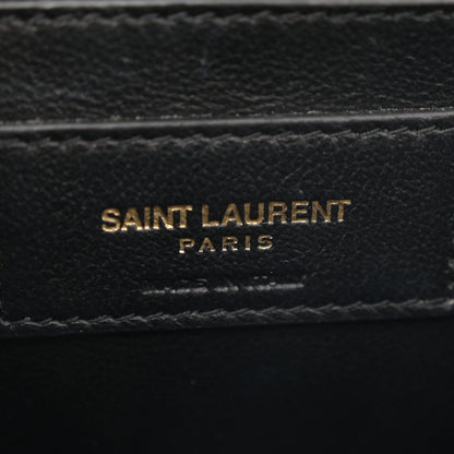 Saint Laurent Calfskin Crocodile Embossed Medium Classic Monogram Kate Tassel Satchel Black 6 of 11