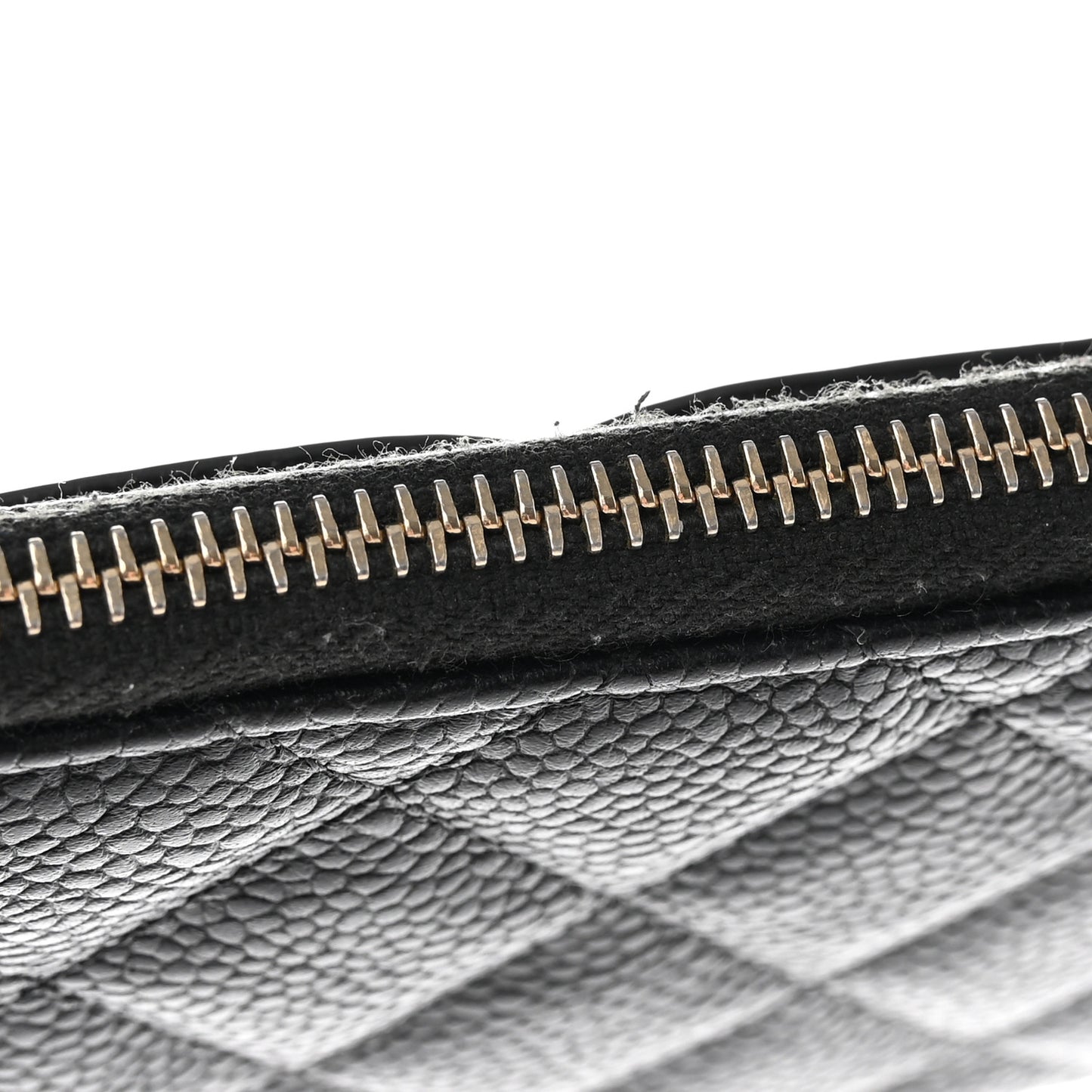 Caviar Quilted Filigree Zip Pouch Black