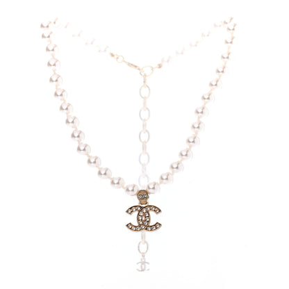 Chanel Pearl Crystal CC Short Necklace Gold 2 of 4