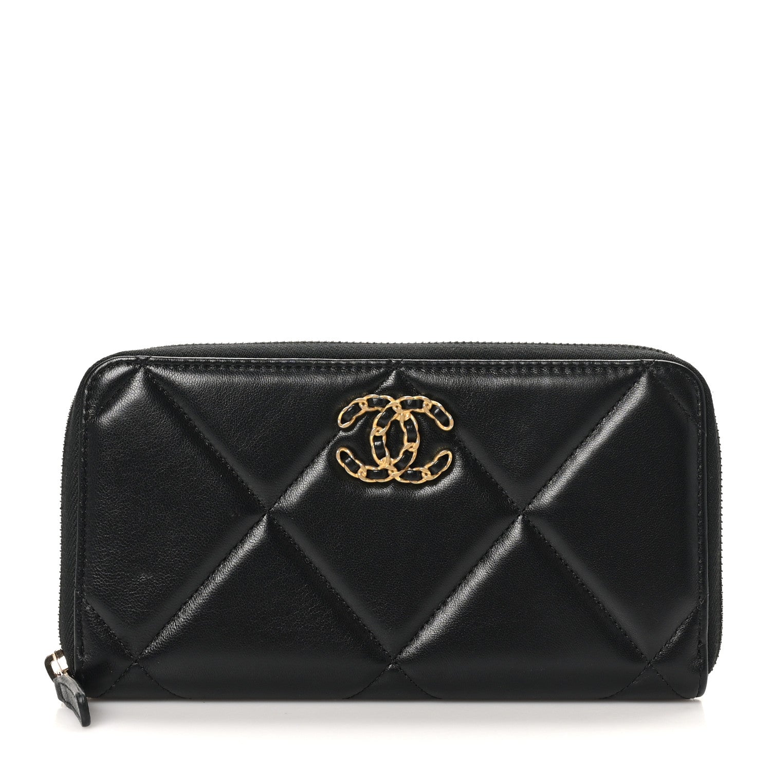 Chanel Lambskin Quilted 19 Long Zipped Around Wallet Black 1 of 10