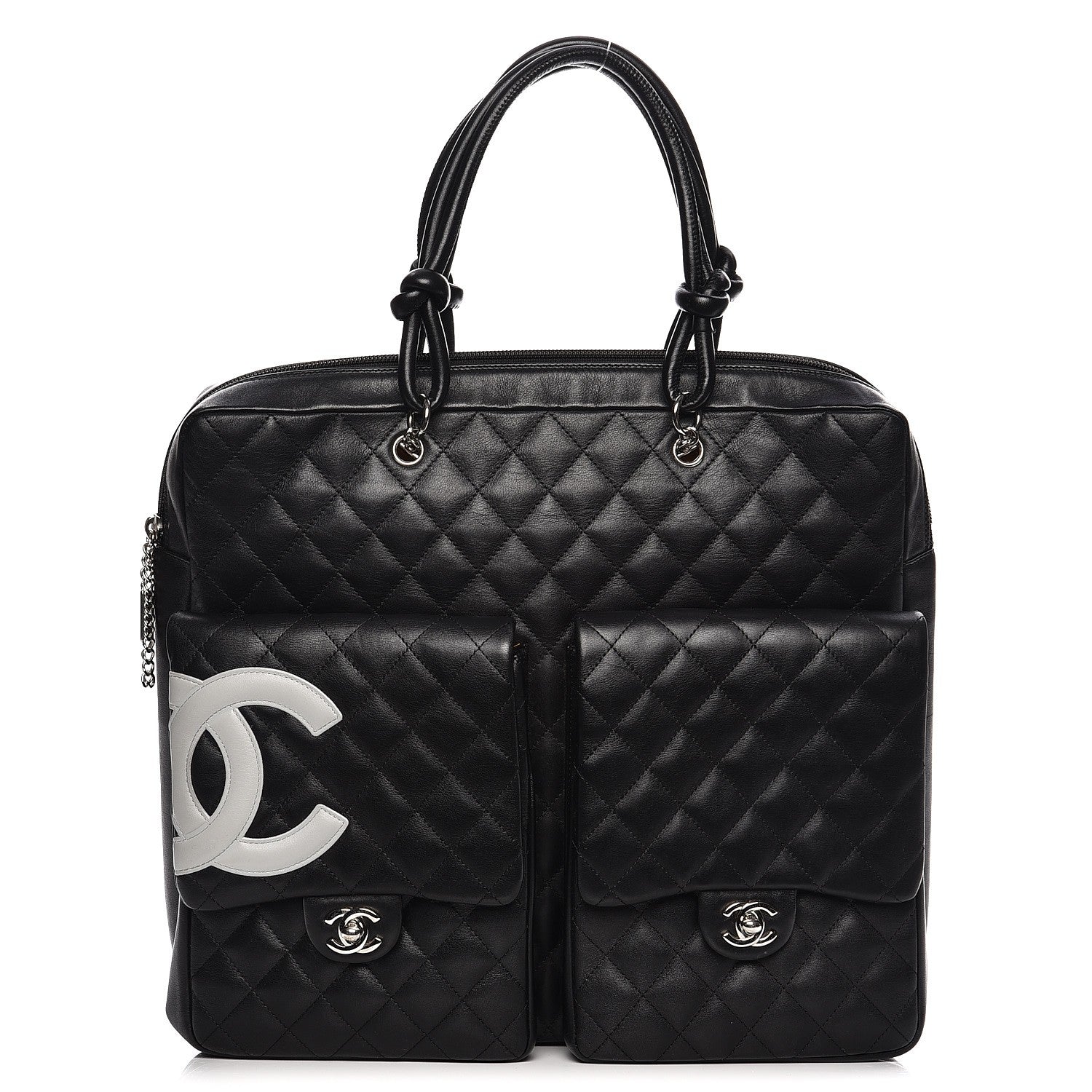 Chanel Calfskin Quilted Cambon Multipocket Top Handle Bag Black 1 of 10