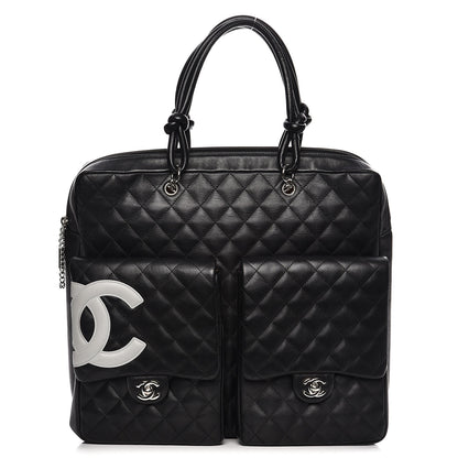 Chanel Calfskin Quilted Cambon Multipocket Top Handle Bag Black 1 of 10