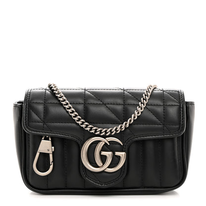 Gucci Calfskin Matelasse Aria Super Mini GG Marmont Shoulder Bag Black 1 of 10
