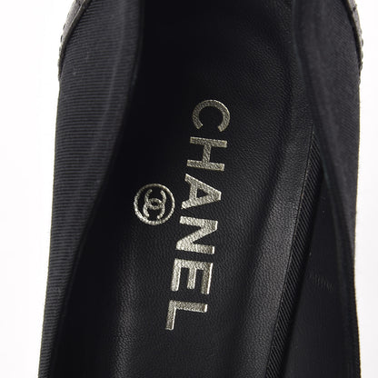 Chanel Nylon Lambskin Quilted Chain Peep Toe Pumps 37.5 Black 10 of 13