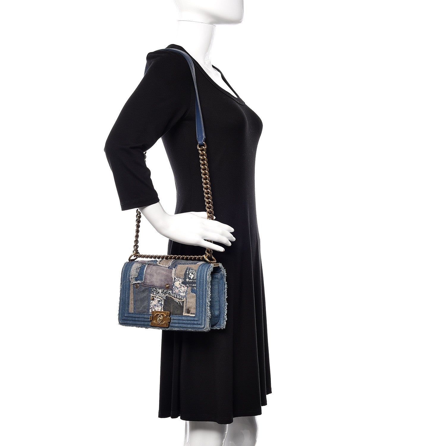 Chanel Denim Patchwork Medium Boy Flap Blue 2 of 10