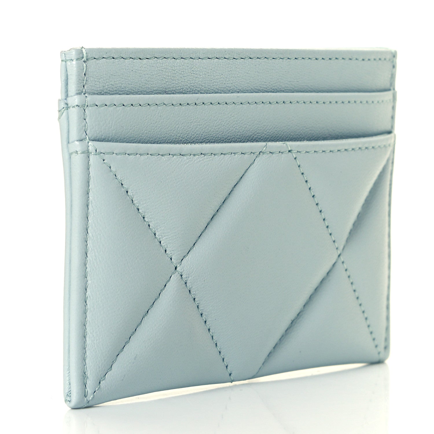 Chanel Lambskin Quilted Chanel 19 Card Holder Light Blue 2 of 9