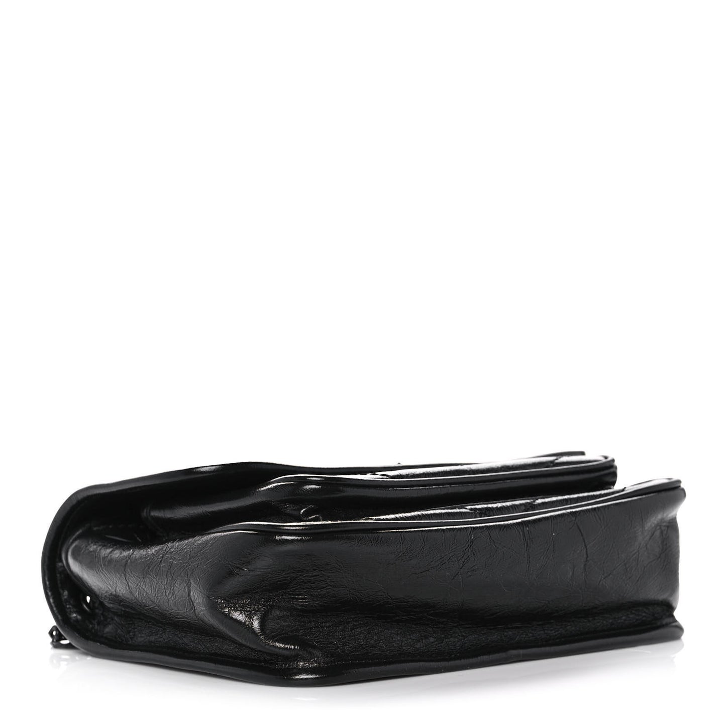 Crinkled Calfskin Matelasse Monogram Baby Niki Chain Satchel Black
