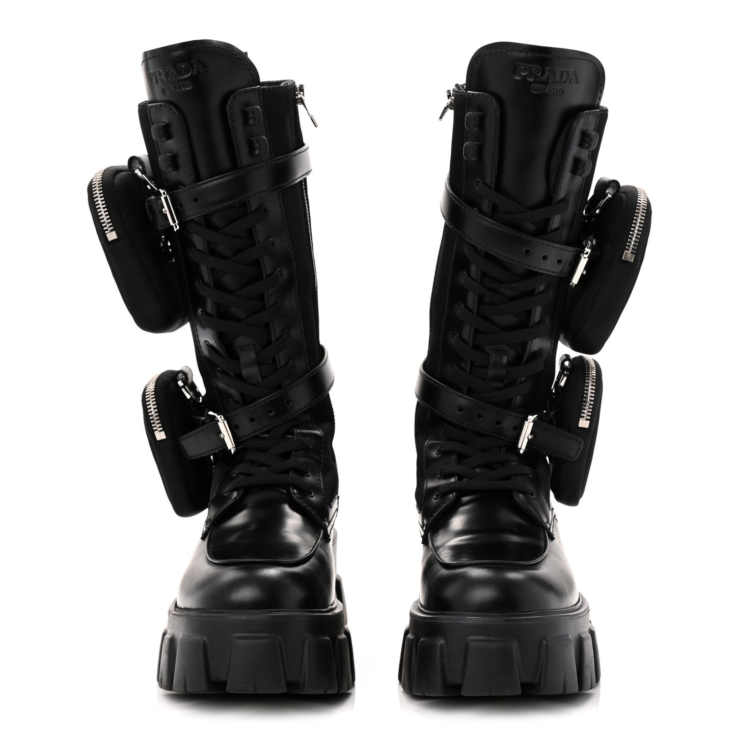 Spazzolato Rois Re-Nylon Metal Triangle Logo Monolith Pouch Pocket 55mm Tall Combat Boots 39 Black