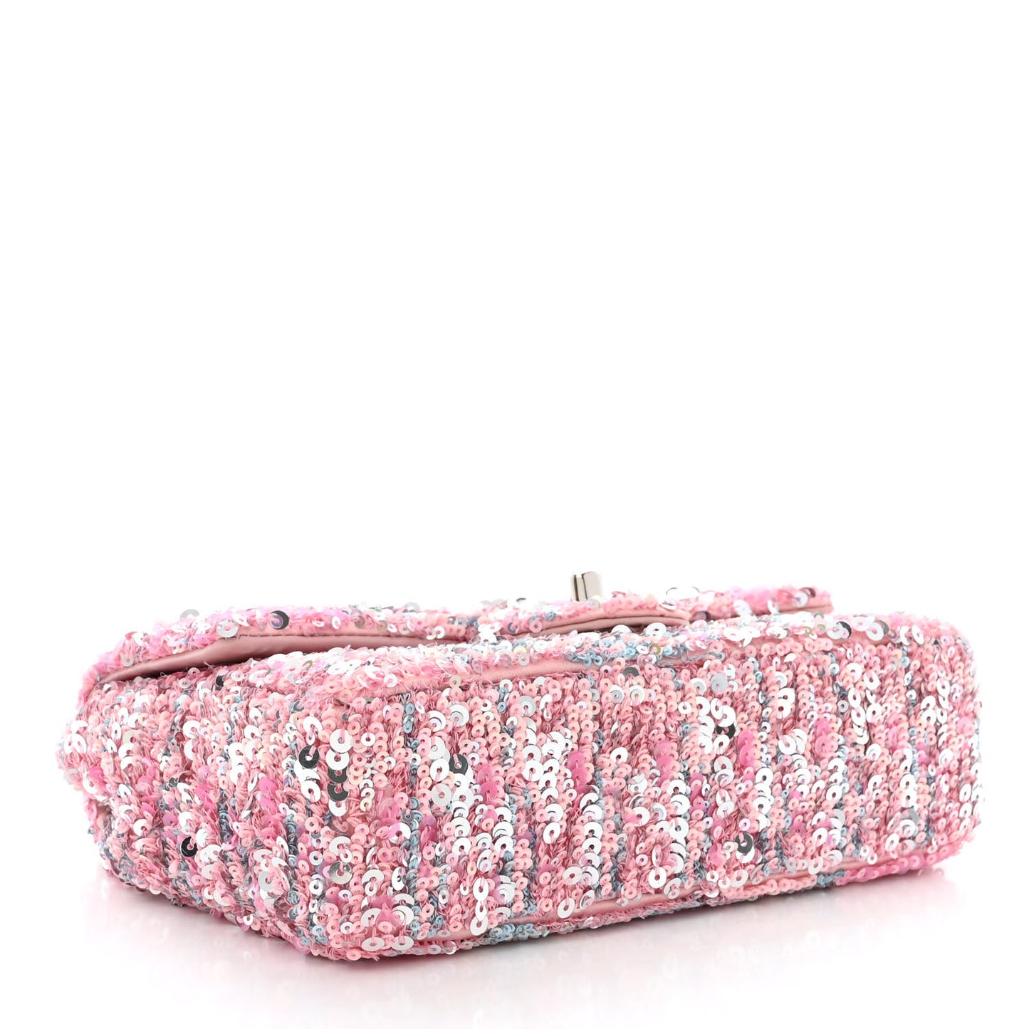Sequin Mini Rectangular Flap Light Pink Silver