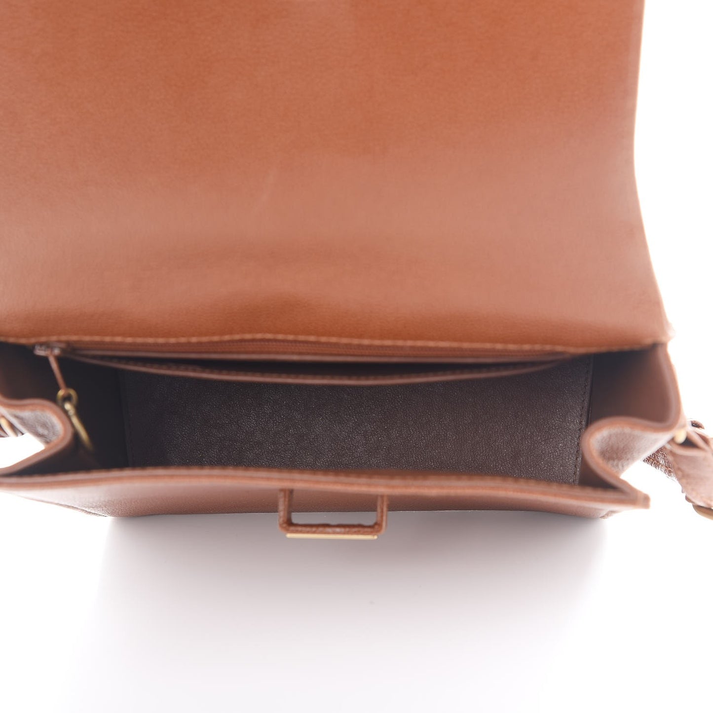 Grained Calfskin Shoulder Bag Brown