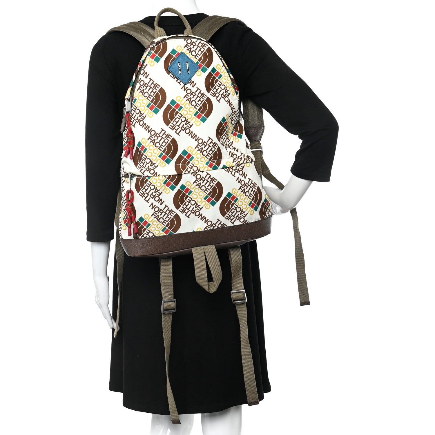 Gucci X THE NORTH FACE Econyl Nylon Medium Backpack Brown White 2 of 16