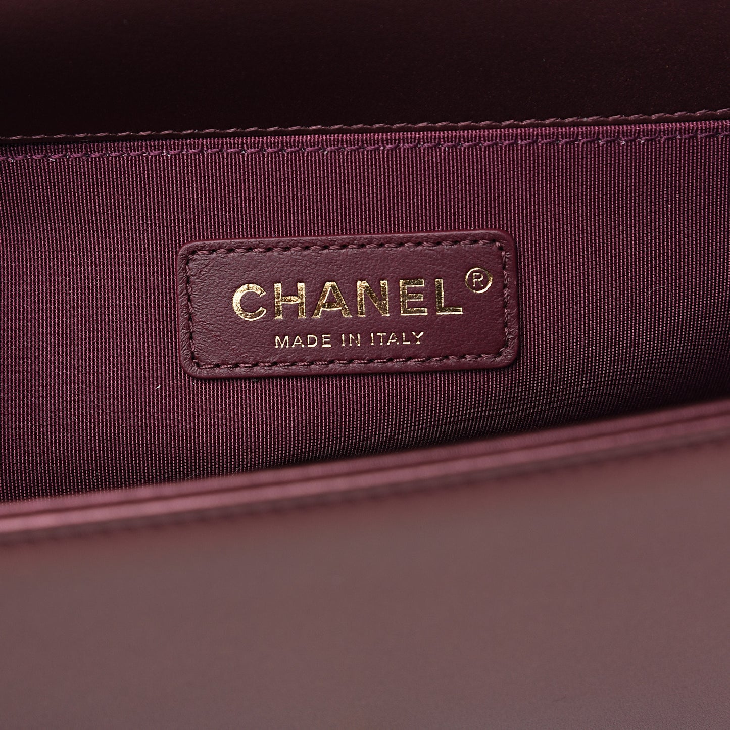 Metallic Calfskin Quilted Medium Boy Flap Plum