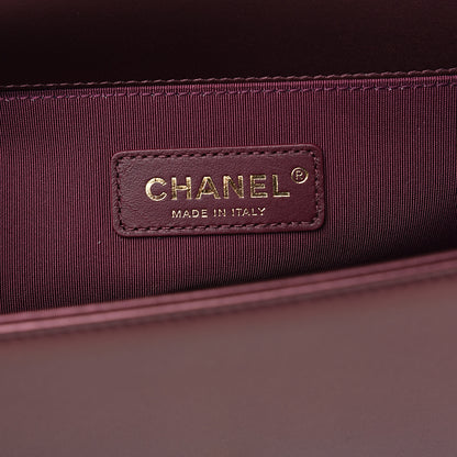 Chanel Metallic Calfskin Quilted Medium Boy Flap Plum 4 of 9