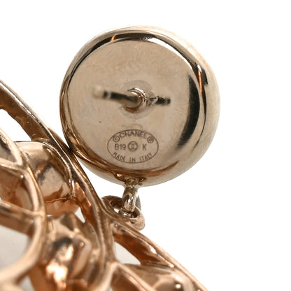 Chanel Metal Glass Pearl CC Crystal Snowfall CC Drop Earrings Light Gold 4 of 4
