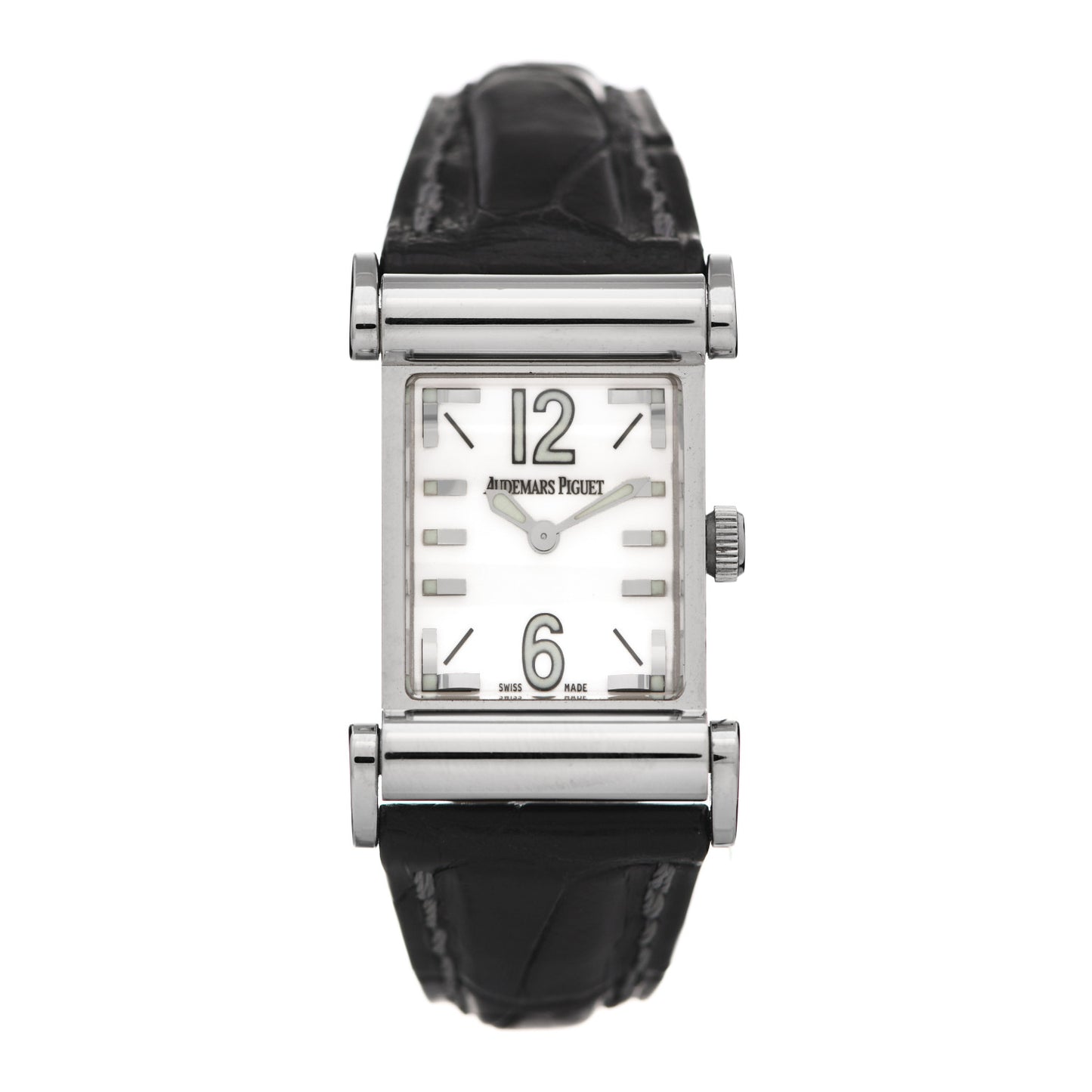 18K White Gold Alligator 24mm Canape Quartz Watch 67360BC