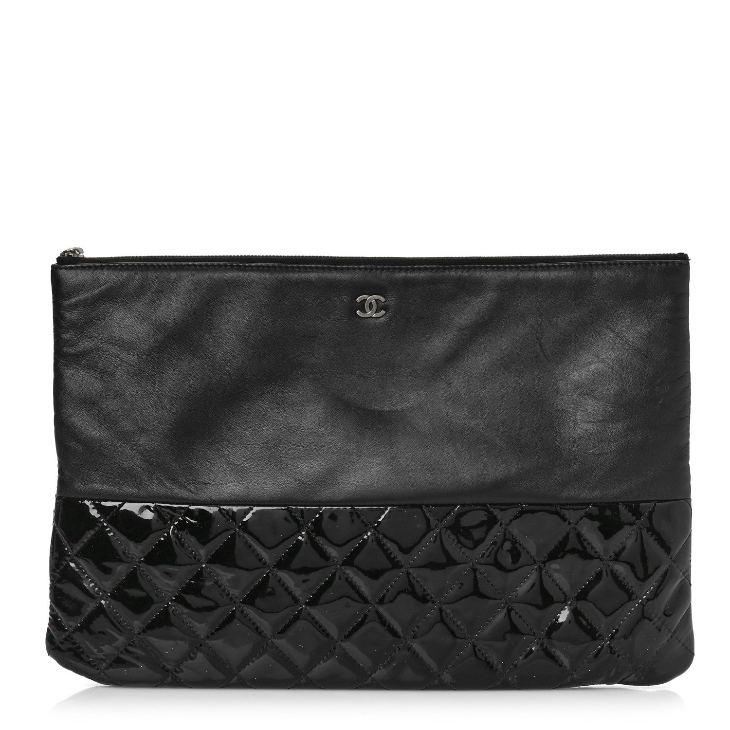 Chanel Lambskin Patent Quilted Large Cosmetic Case Black 1 of 12