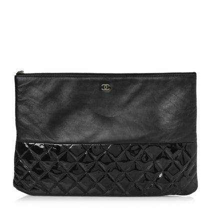 Chanel Lambskin Patent Quilted Large Cosmetic Case Black 1 of 12