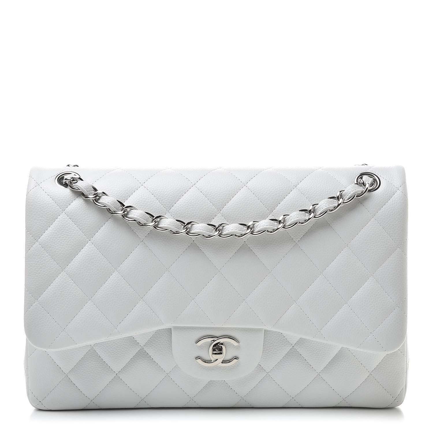 Chanel Caviar Quilted Jumbo Double Flap White 1 of 13