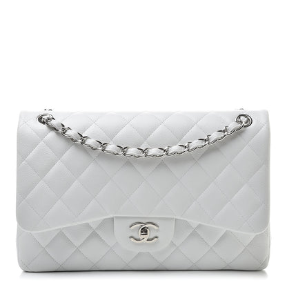Chanel Caviar Quilted Jumbo Double Flap White 1 of 13