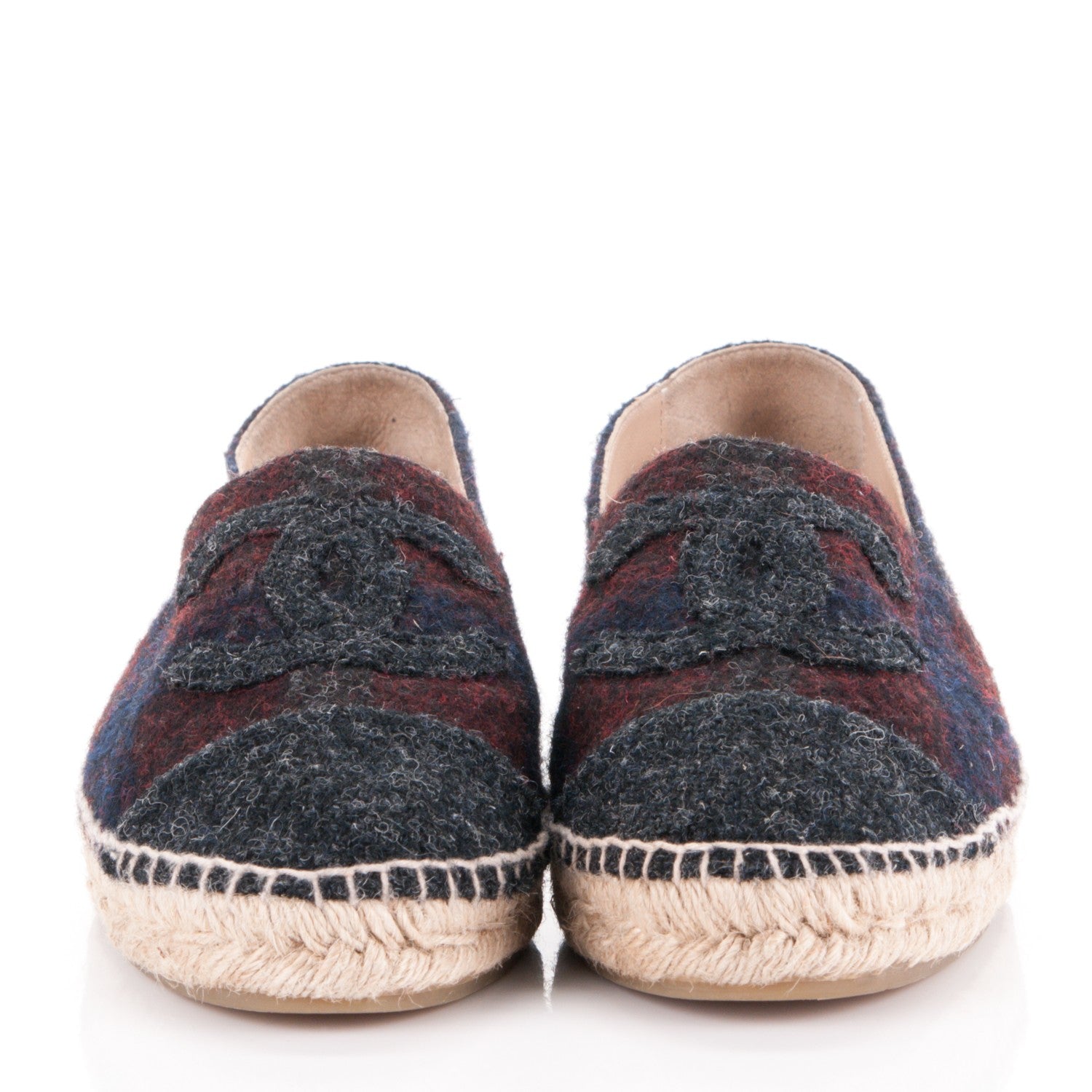 Chanel Flannel CC Espadrilles 40 Navy Dark Red 2 of 10
