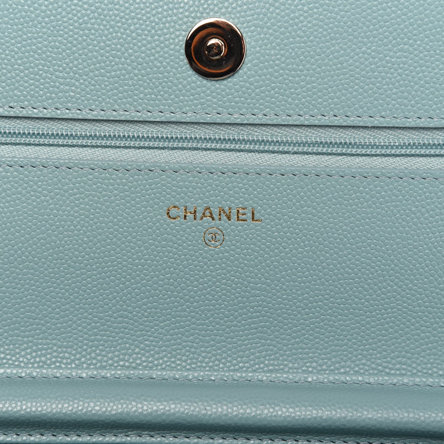 Caviar Quilted Wallet On Chain WOC Light Blue