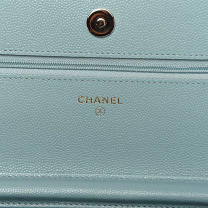 Chanel Caviar Quilted Wallet On Chain WOC Light Blue 8 of 12