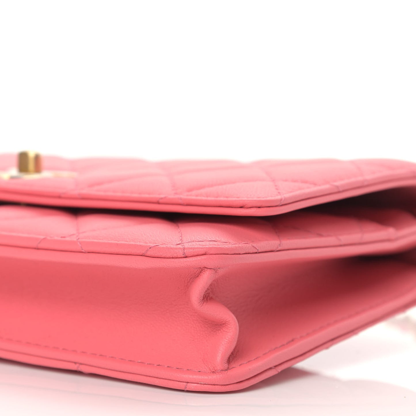 Lambskin Quilted CC Pearl Crush Wallet on Chain WOC Pink