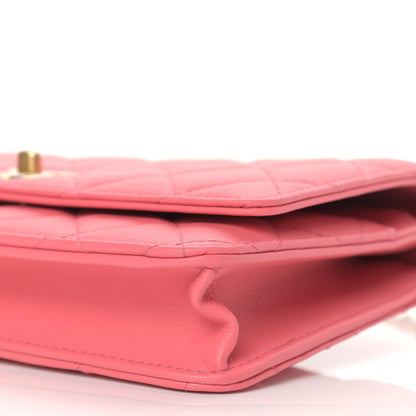 Chanel Lambskin Quilted CC Pearl Crush Wallet on Chain WOC Pink 9 of 11
