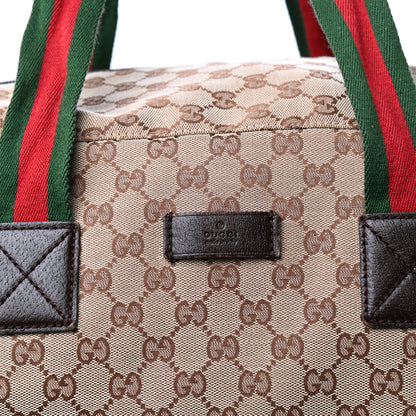 Gucci GG Monogram Web Large Collapsible Carry On Duffle Beige Brown 10 of 10