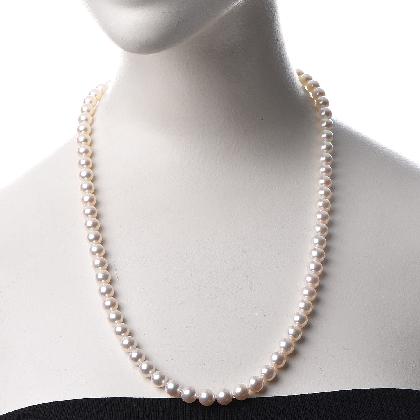 18K White Gold Akoya 7.5mm 22 Inch Pearl Strand Necklace Earring Set