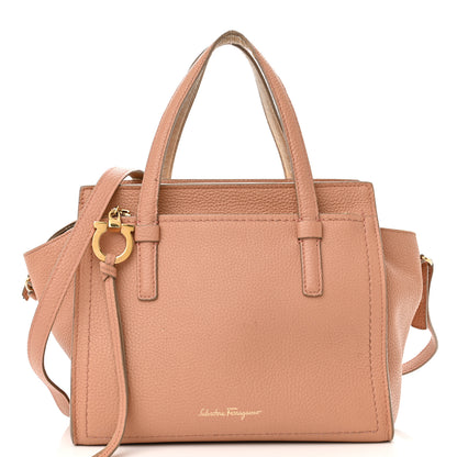 Salvatore Ferragamo Hammered Calfskin Double Handle Small Amy Tote Neutral Gold 7 of 21