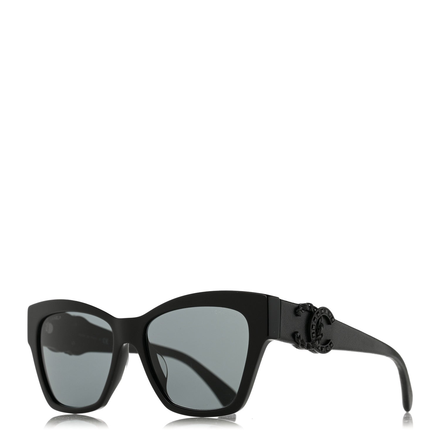 Chanel Acetate Square Cat Eye CC Sunglasses 5456 Black 1 of 8