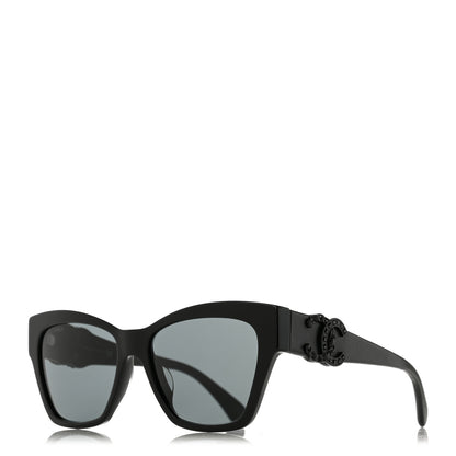 Chanel Acetate Square Cat Eye CC Sunglasses 5456 Black 1 of 8