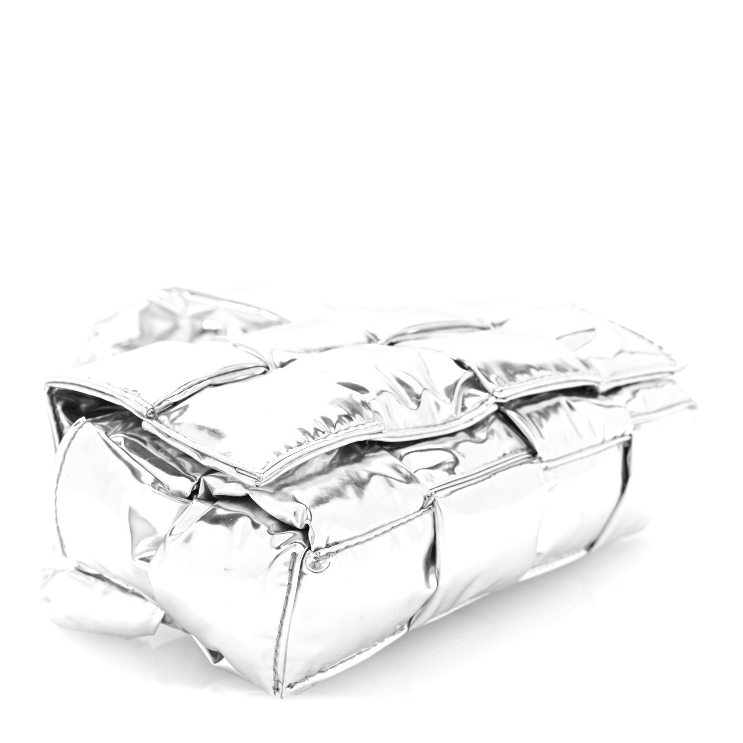 Bottega Veneta Metallic Lambskin Maxi Intrecciato Padded The Belt Cassette Bag Silver 4 of 9