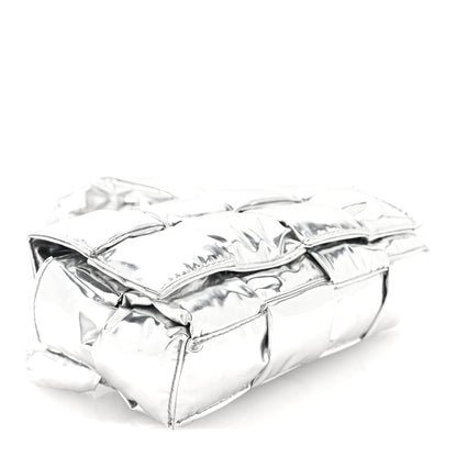 Bottega Veneta Metallic Lambskin Maxi Intrecciato Padded The Belt Cassette Bag Silver 4 of 9