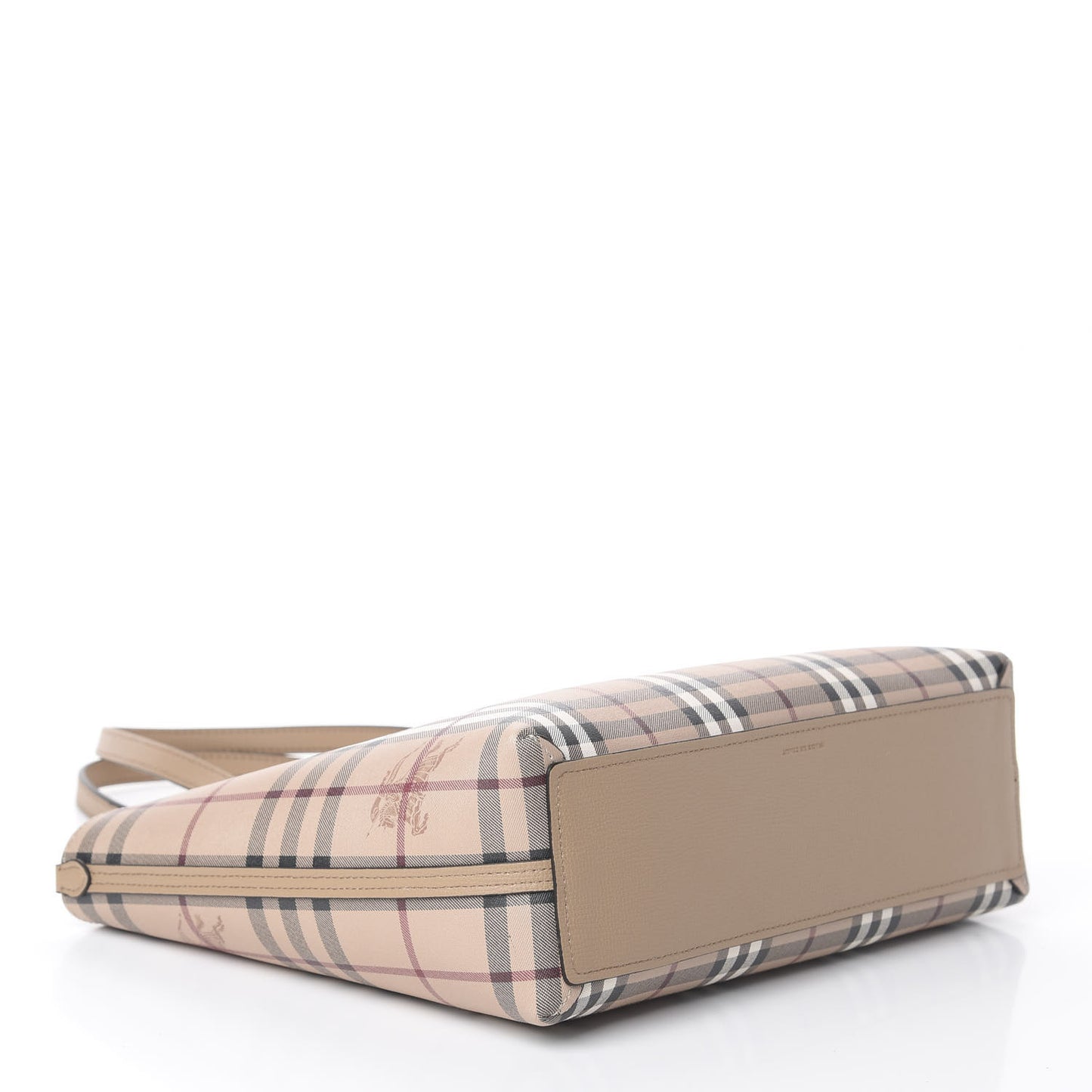 Grainy Calfskin Haymarket Check Small Reversible Tote Mid Camel
