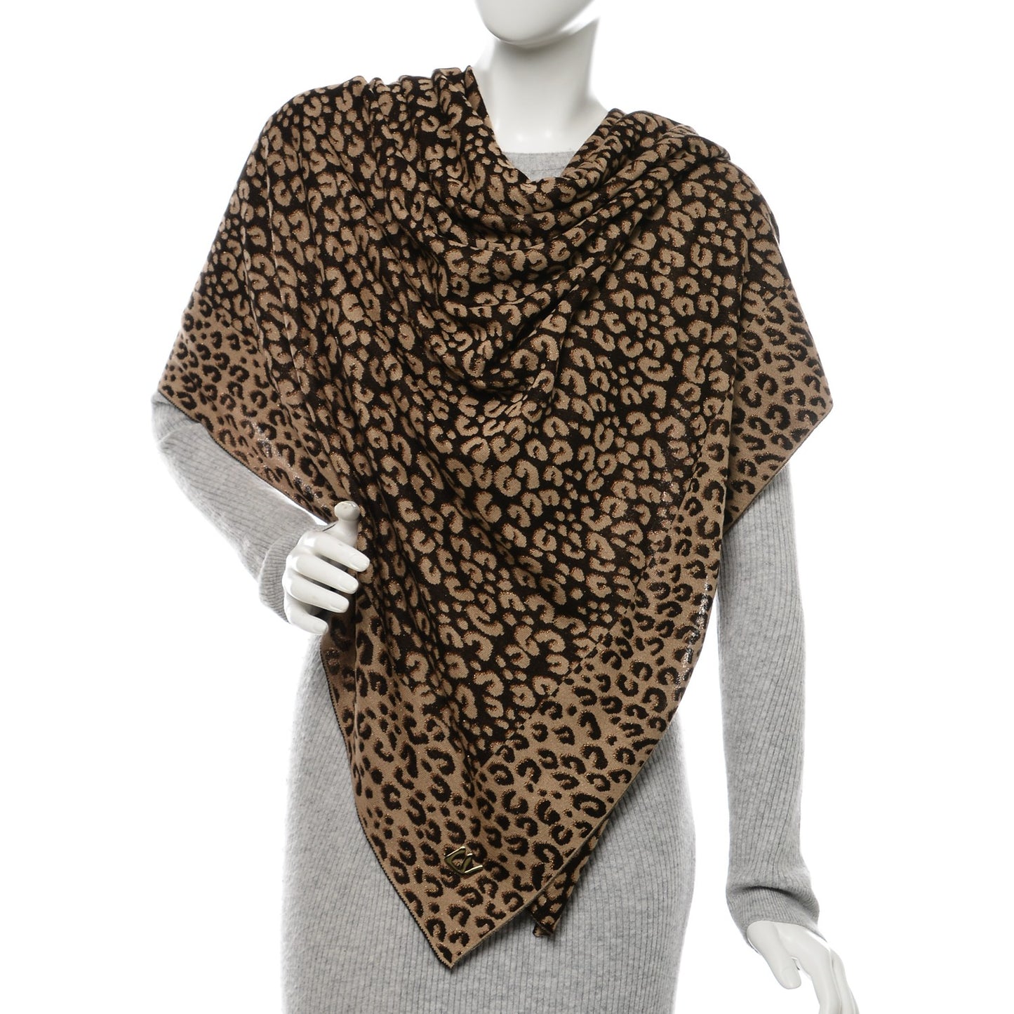 Cashmere Silk Carre Leopard Scarf Marron